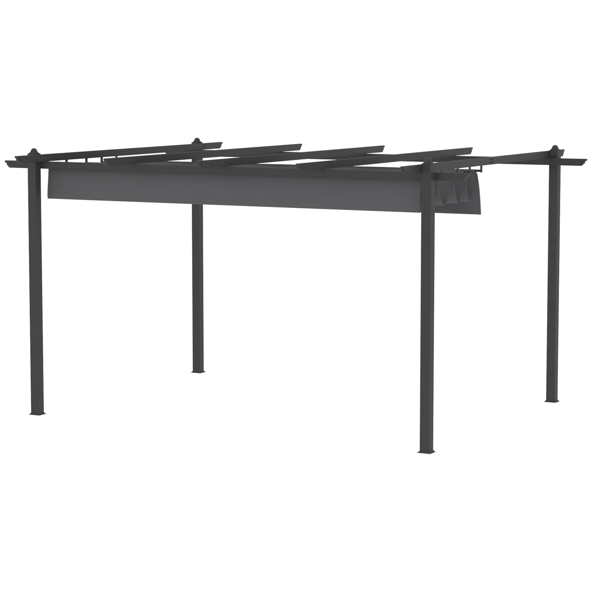 Outsunny Pérgola De Jardín 4x3 M Con Techo Retráctil Y Marco De Aluminio Gris_3