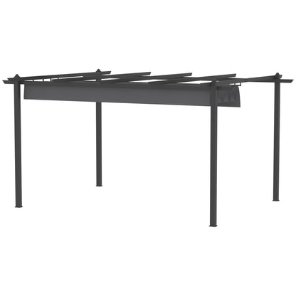 Outsunny Pérgola De Jardín 4x3 M Con Techo Retráctil Y Marco De Aluminio Gris_3