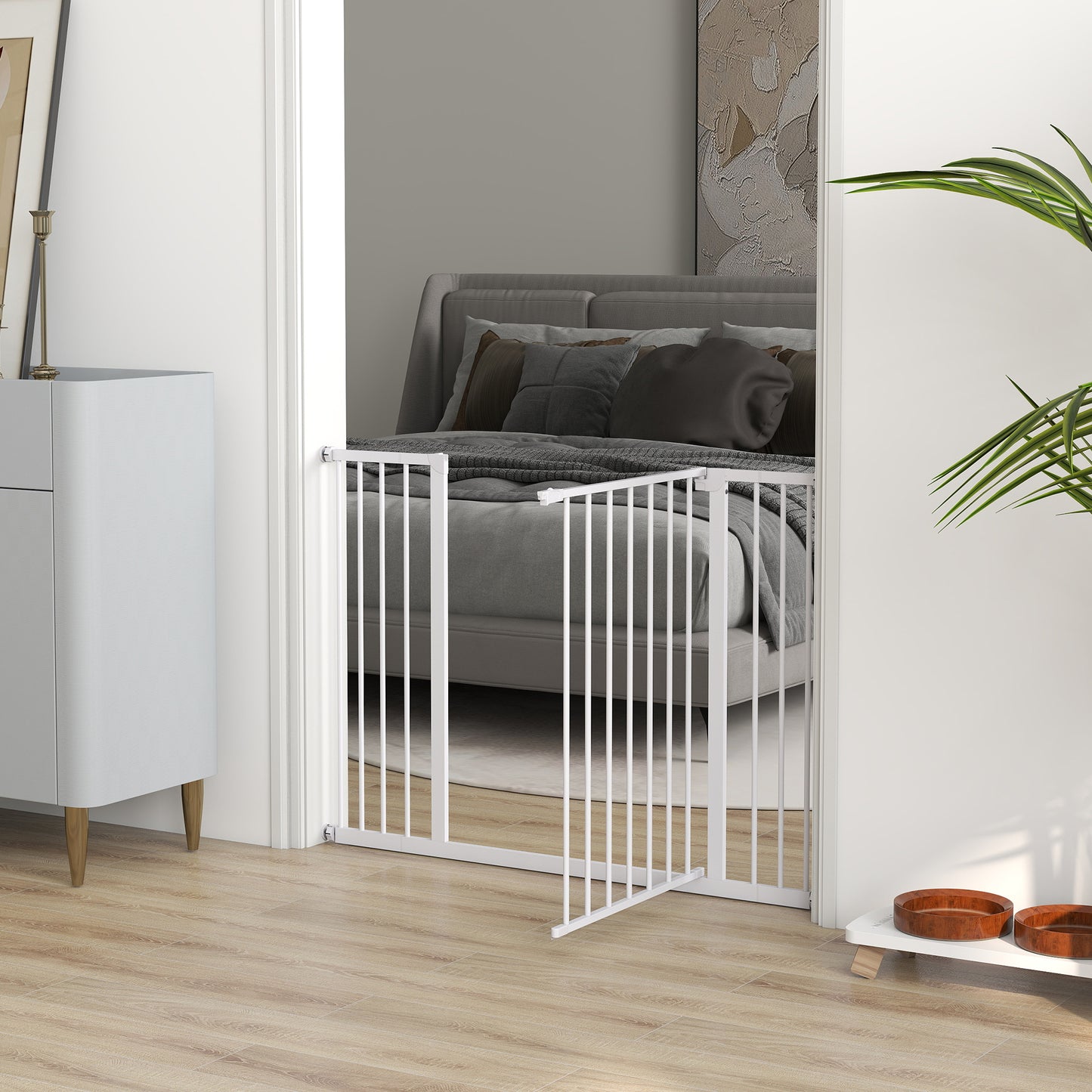 Pawhut Barrera De Seguridad Extensible Puertas Escaleras Metálica Para Perros_4