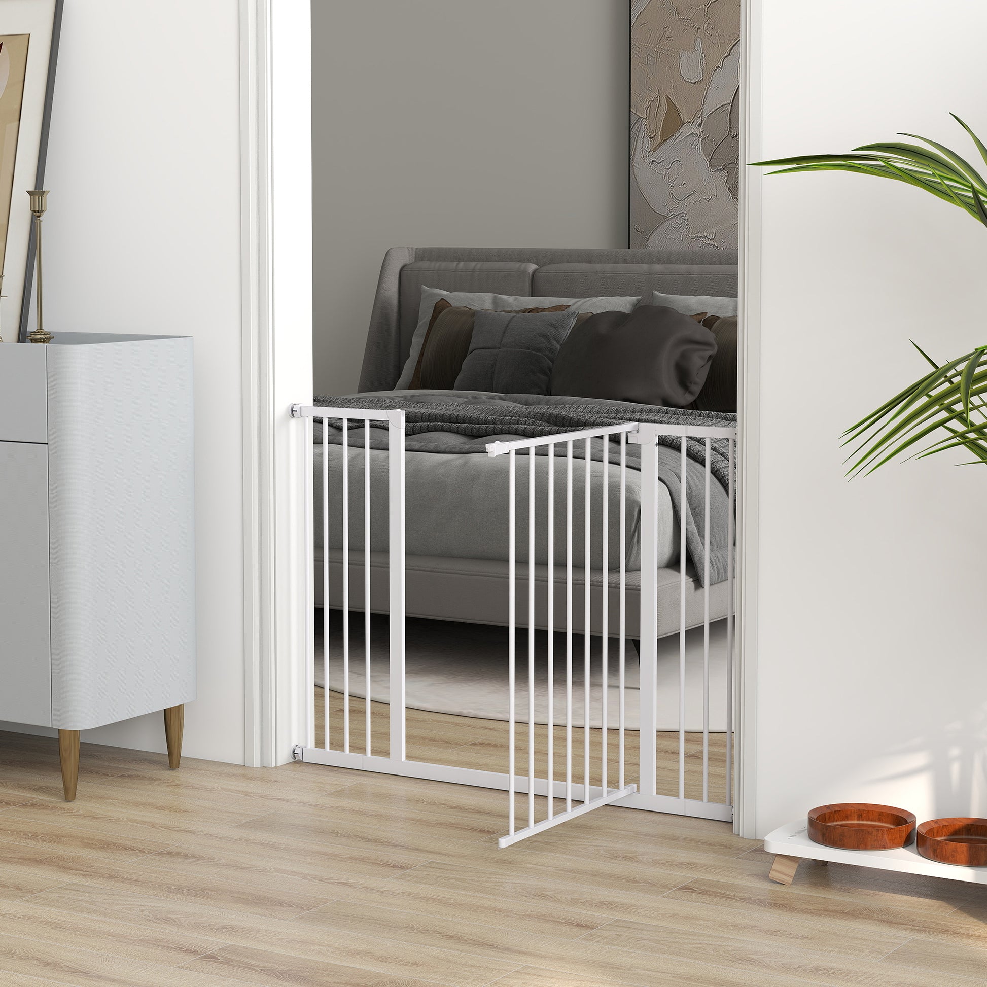 Pawhut Barrera De Seguridad Extensible Puertas Escaleras Metálica Para Perros_4