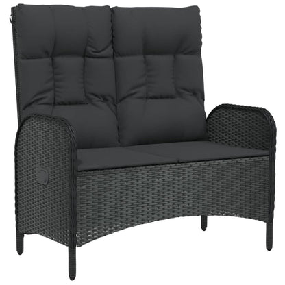 Vidaxl Banco De Jardín Reclinable Con Cojines Ratán Pe Negro 107 Cm_0