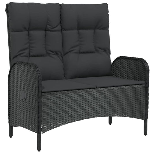 Vidaxl Banco De Jardín Reclinable Con Cojines Ratán Pe Negro 107 Cm_0