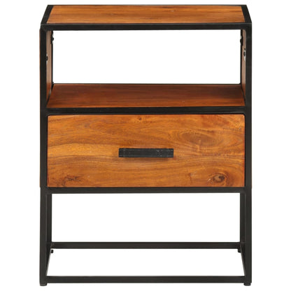 Mesita De Noche De Madera Maciza De Acacia 40x30x50 Cm_0