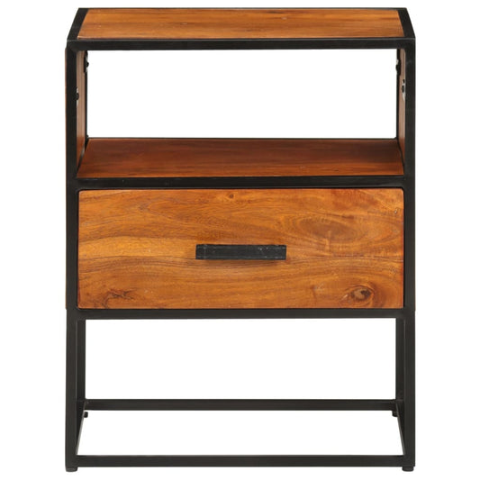 Mesita De Noche De Madera Maciza De Acacia 40x30x50 Cm_0