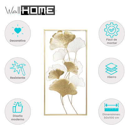 Well Home - Cuadros Y Decoración De Pared De Metal Ginko 50x100_1