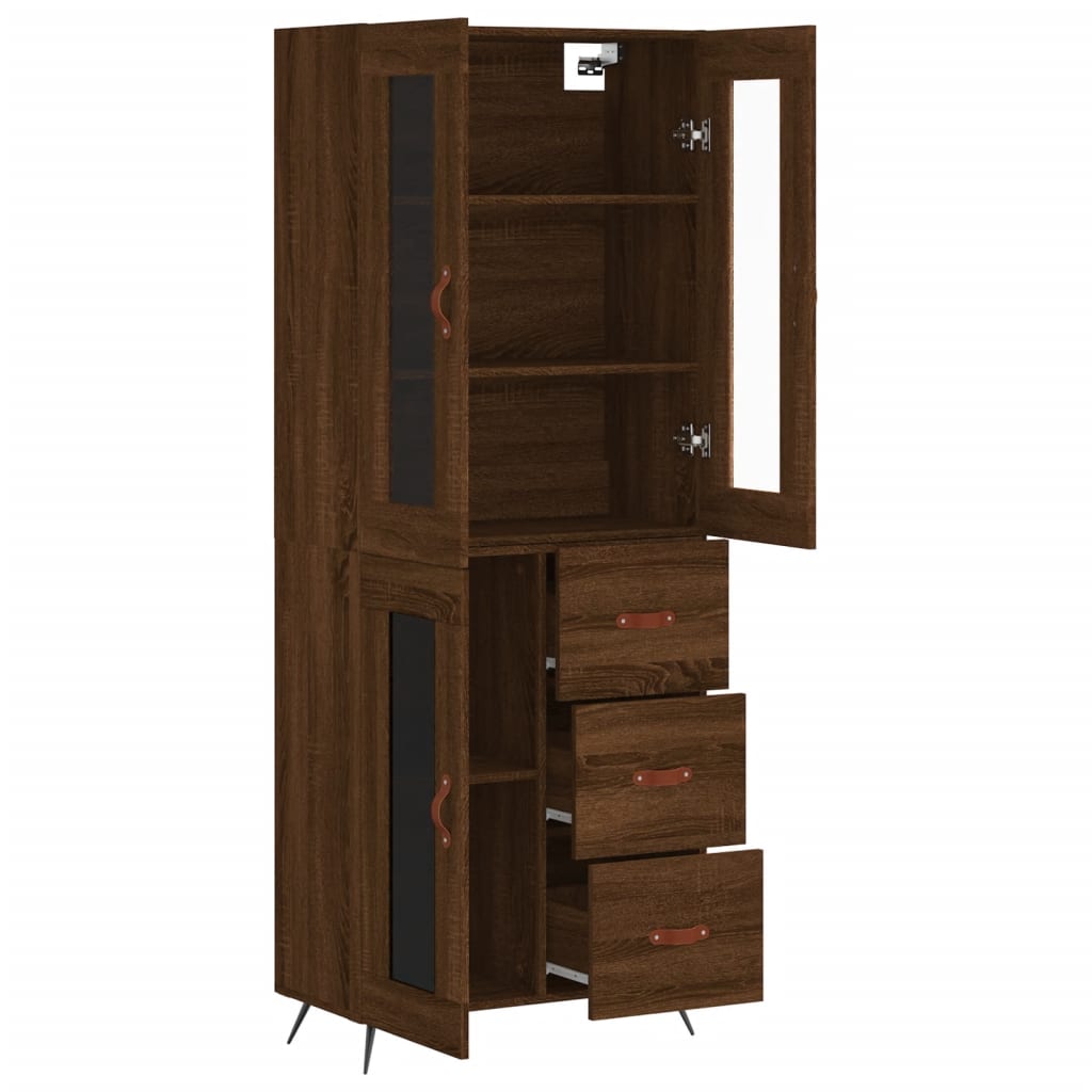 Aparador Alto Madera Contrachapada Marrón Roble 69,5x34x180 Cm_3