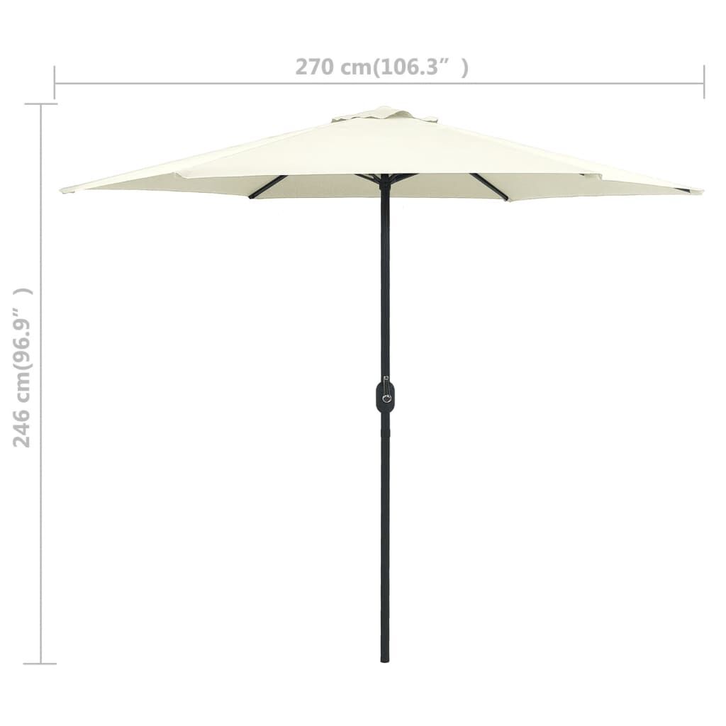 Vidaxl Sombrilla De Jardín Con Palo Aluminio Blanco Arena 270x246 Cm_2