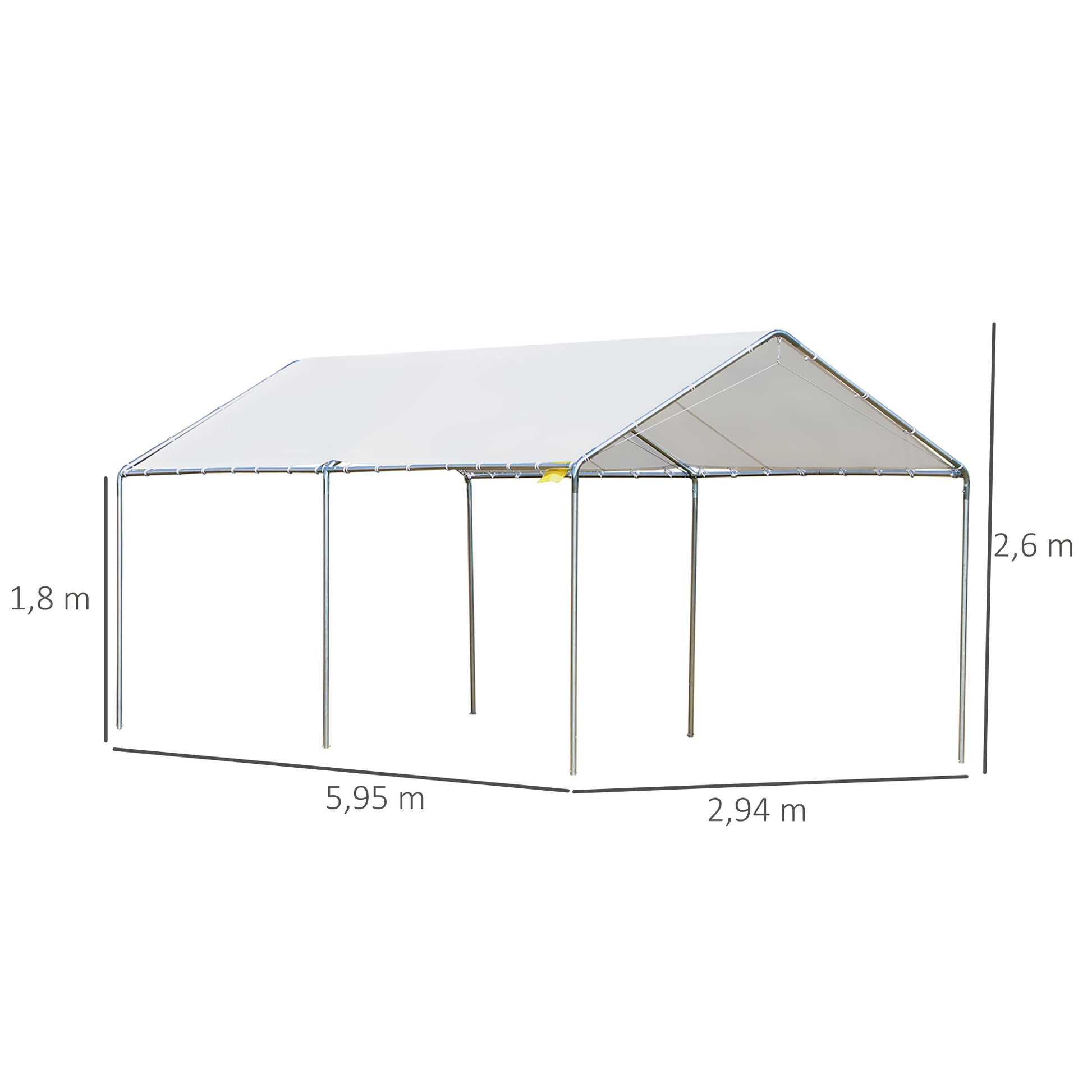 Outsunny Cochera Exterior 3x6m Con Toldo De Tela Pe Y Marco De Acero Galvanizado_2