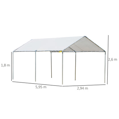 Outsunny Cochera Exterior 3x6m Con Toldo De Tela Pe Y Marco De Acero Galvanizado_2