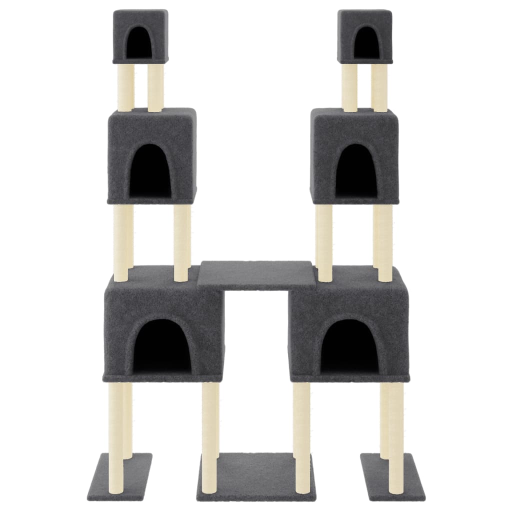 Rascador Para Gatos Con Postes De Sisal Gris Oscuro 199 Cm_2