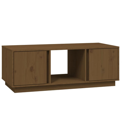 Mesa De Centro Madera Maciza De Pino Marrón Miel 110x50x40 Cm_0