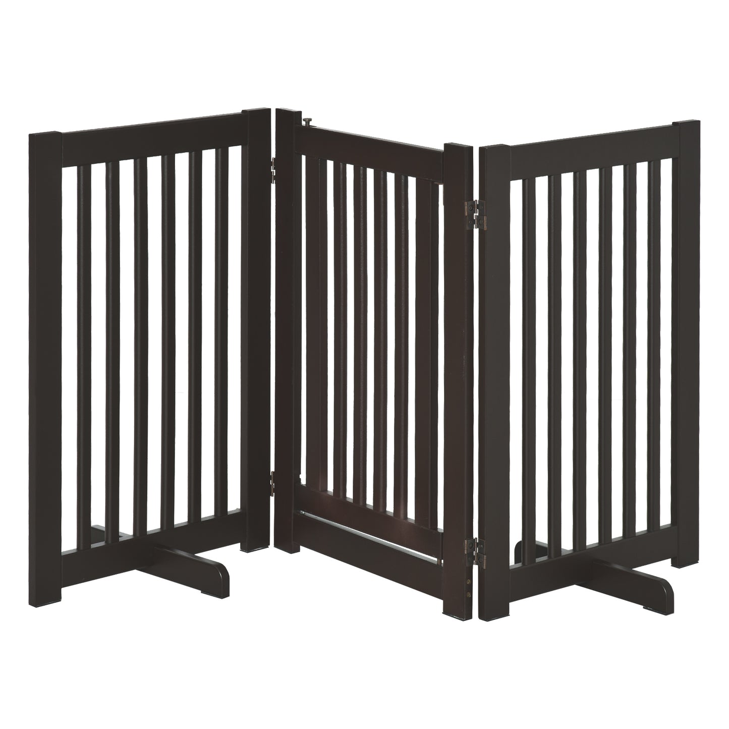 Pawhut Barrera Para Perros Plegable De Madera Con 1 Puerta 155x35,5x76 Cm Café_0