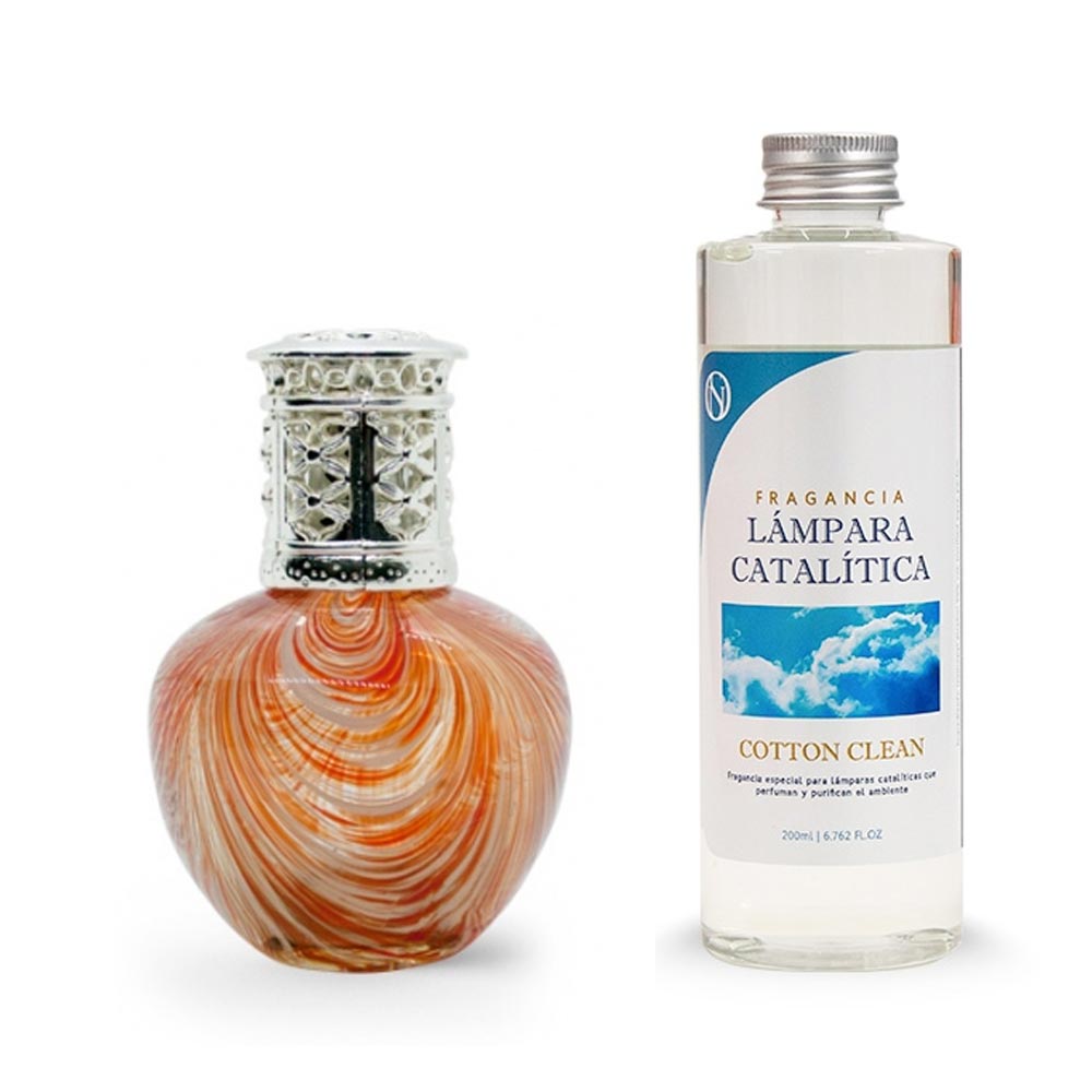 Lámpara Catalítica Orange Waves + Fragancia Cotton Clean 200 Ml - Elimina Malos Olores, Impurezas Y Perfuma_0
