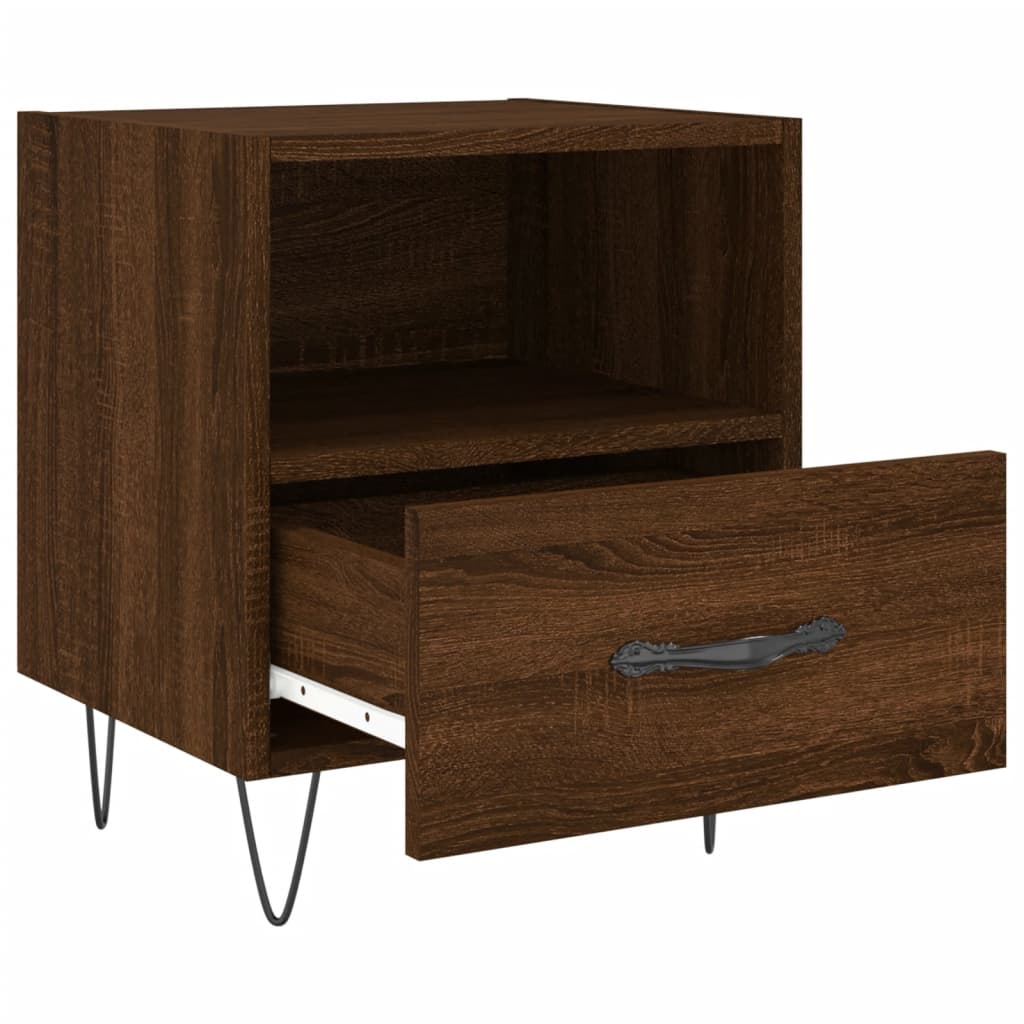 Mesita Noche 2 Uds Madera Ingeniería Marrón Roble 40x35x47,5 Cm_3