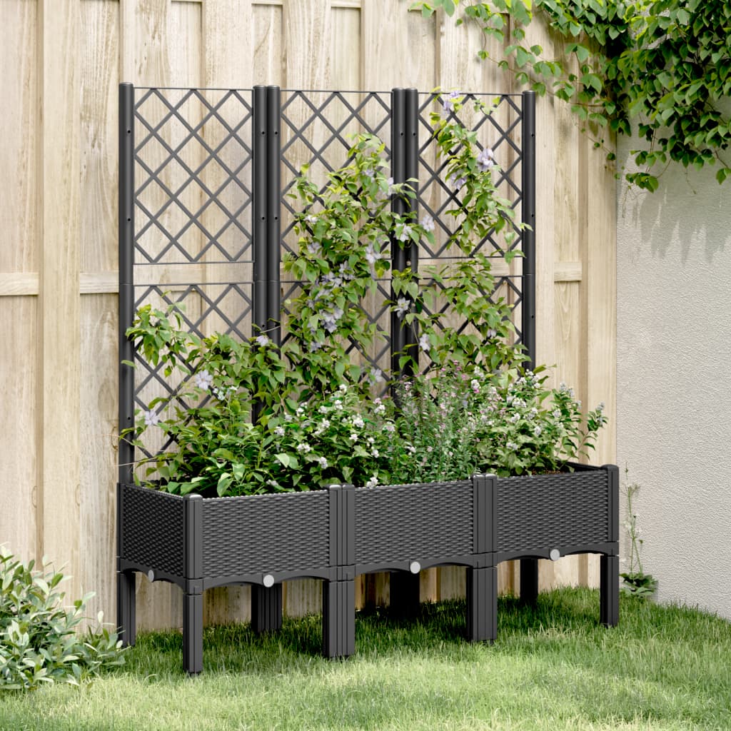 Jardinera Con Enrejado Pp Negro 120x40x142 Cm_1