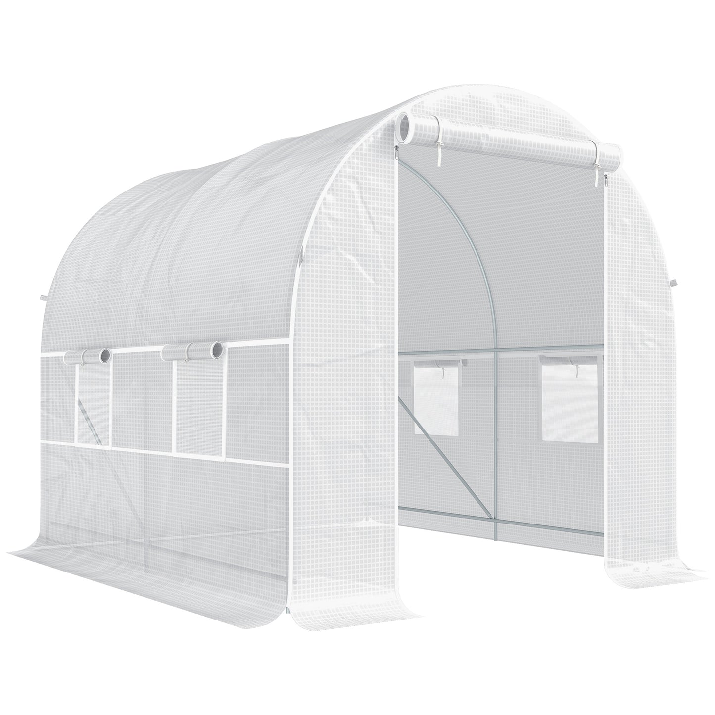 Outsunny Invernadero Túnel 245x200x200cm Con 4 Ventanas Cultivo Plantas Blanco_0