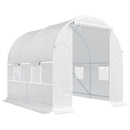 Outsunny Invernadero Túnel 245x200x200cm Con 4 Ventanas Cultivo Plantas Blanco_0