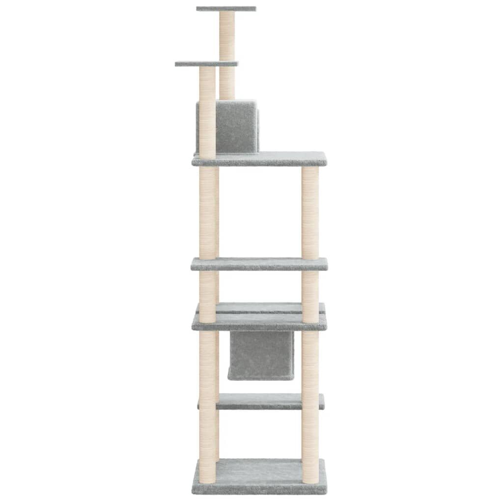 Vidaxl Rascador Para Gatos Con Postes De Sisal Gris Claro 176 Cm_3