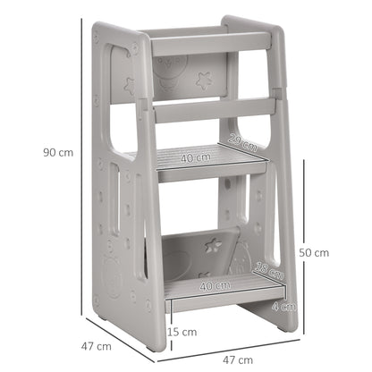 Homcom Torre De Aprendizaje Para Niños Con Altura Ajustable 47x47x90 Cm Gris_2