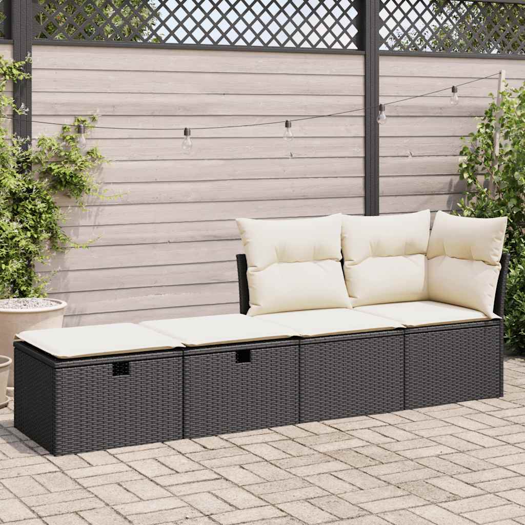 Set Sofás Jardín Y Cojines 2 Pzas Ratán Sintético Acacia Negro / Vetonek_1