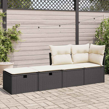 Set Sofás Jardín Y Cojines 2 Pzas Ratán Sintético Acacia Negro / Vetonek_1