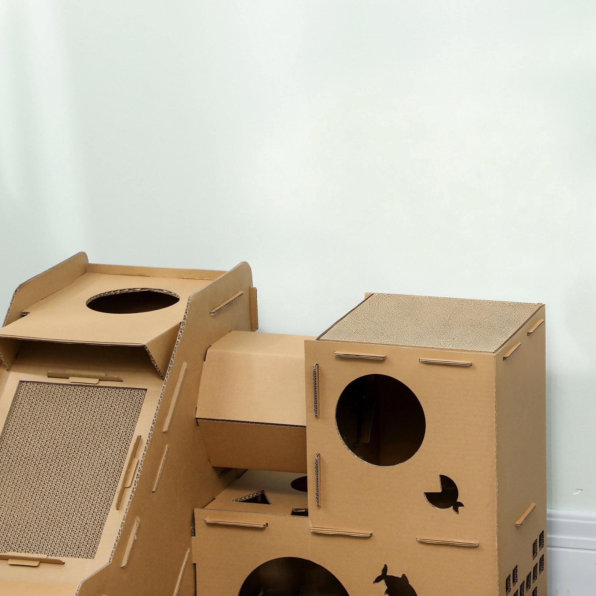 Pawhut Casa Para Gatos De Cartón Forma Castillo 2 Niveles Con 3 Zonas De Rascado_4