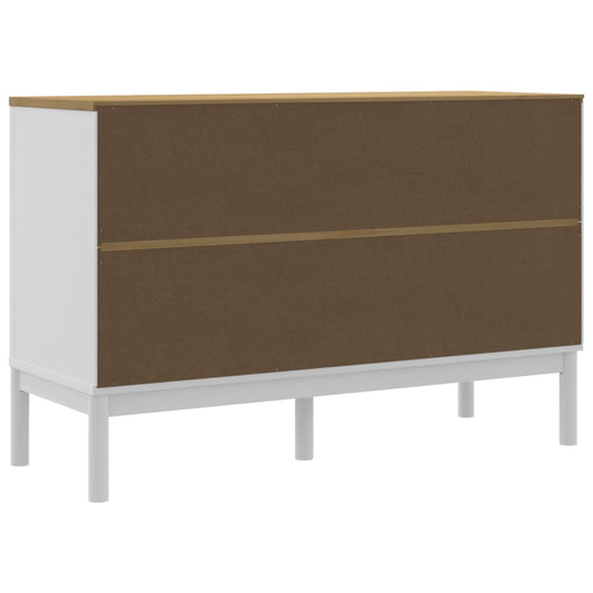 Aparador Floro Madera Maciza De Pino Blanco 114x43x74 Cm / Vetonek_0