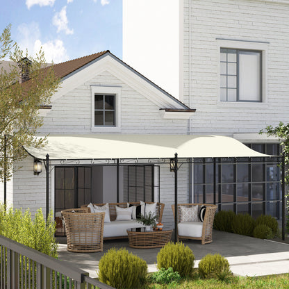 Outsunny Pérgola De Jardín 6x3 M Con Techo De Poliéster Impermeable Crema_3