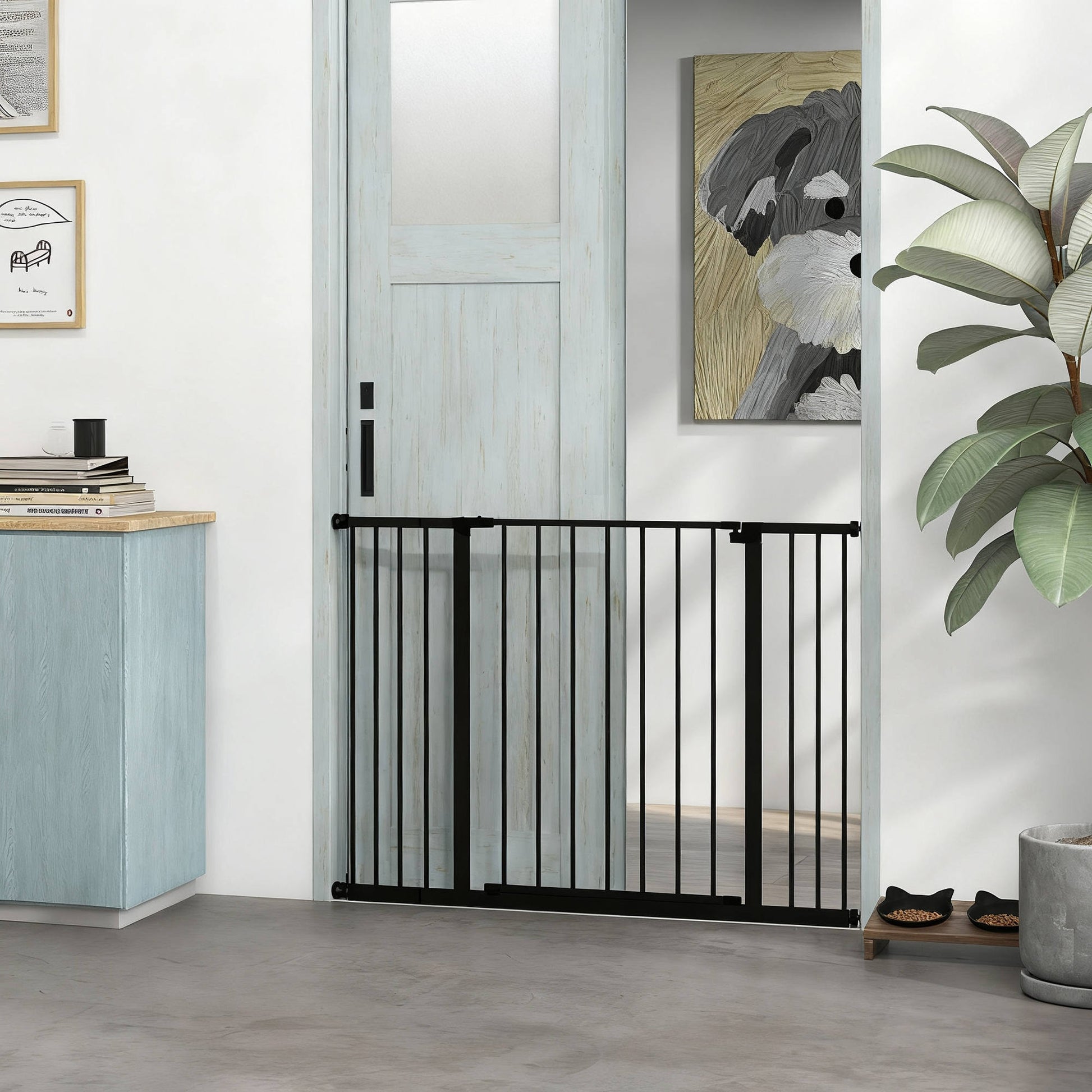 Pawhut Barrera De Seguridad Extensible Puertas Escaleras Metálica Para Perros_1