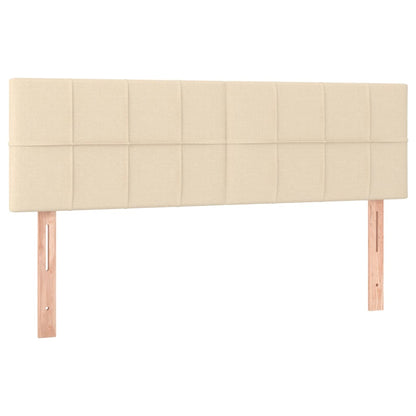 Cama Box Spring Colchón Y Luces Led Tela Crema 140x190 Cm / Vetonek_3