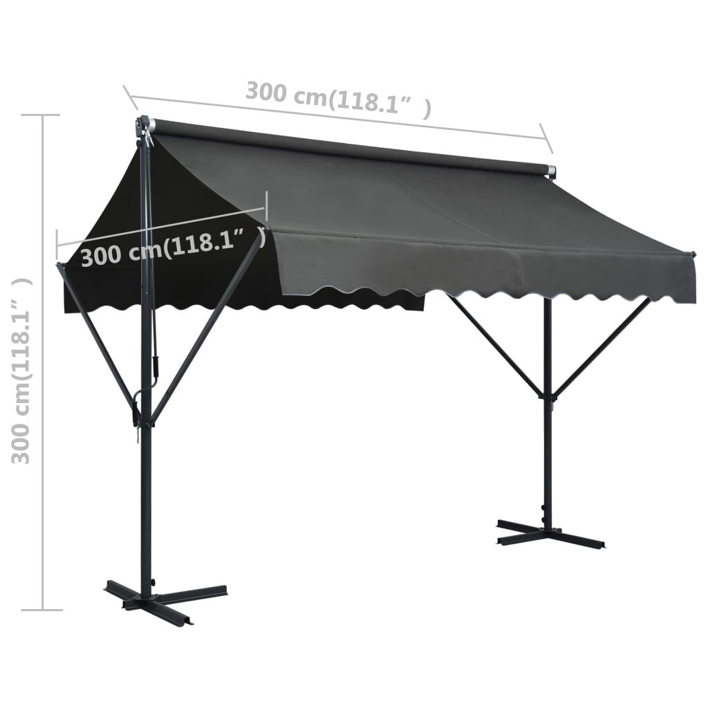 Vidaxl Toldo De Pie Independiente Gris Antracita 300x300 Cm_2