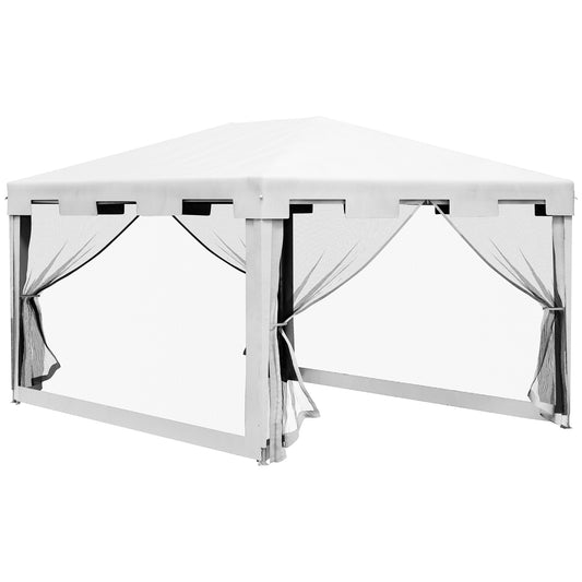 Outsunny Carpa De Jardín 4x3 M Con 4 Mosquiteras Laterales Blanco Y Negro_0