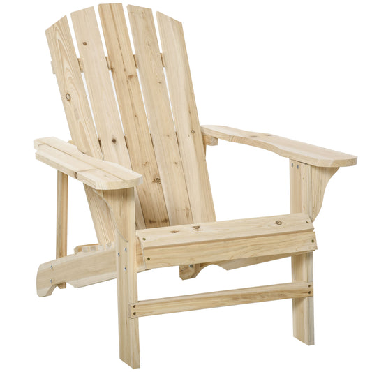 Outsunny Silla Adirondack De Madera Carga 150 Kg 78x89x88 Cm Natural_0