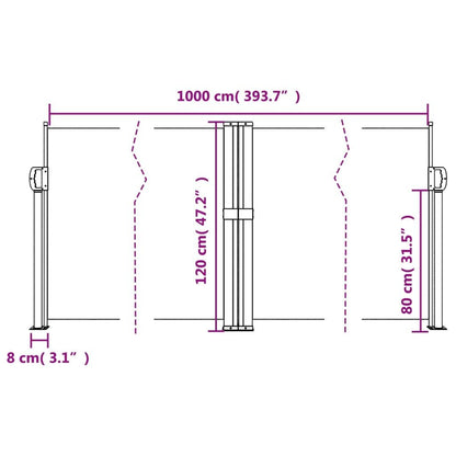 Vidaxl Toldo Lateral Retráctil Gris Taupe 120x1000 Cm_2