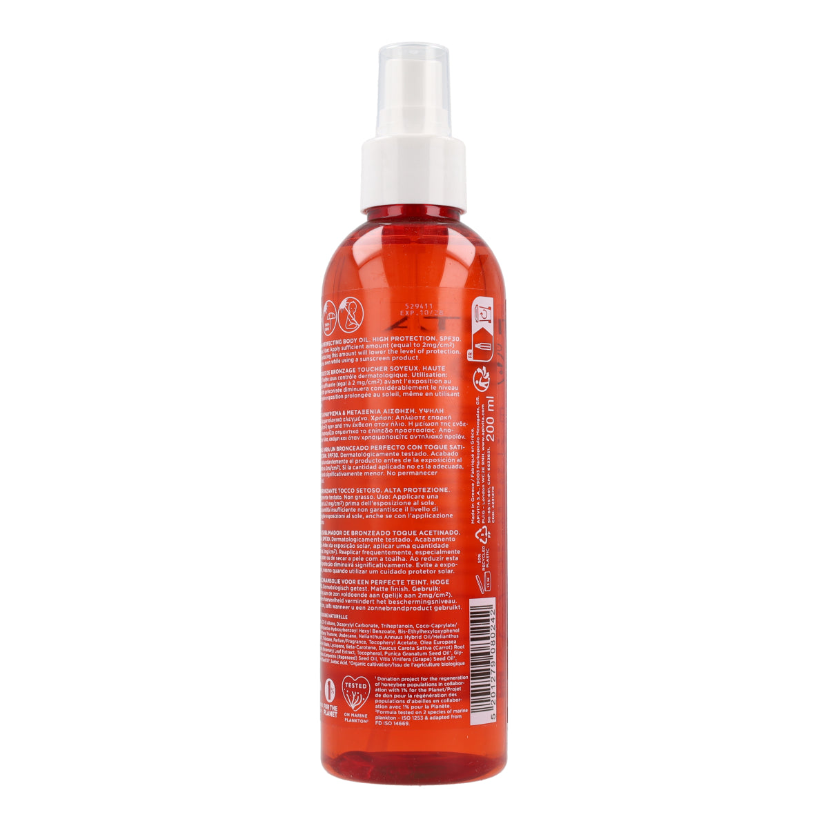 Aceite corporal bronceado perfecto SPF30 Apivita 200ml