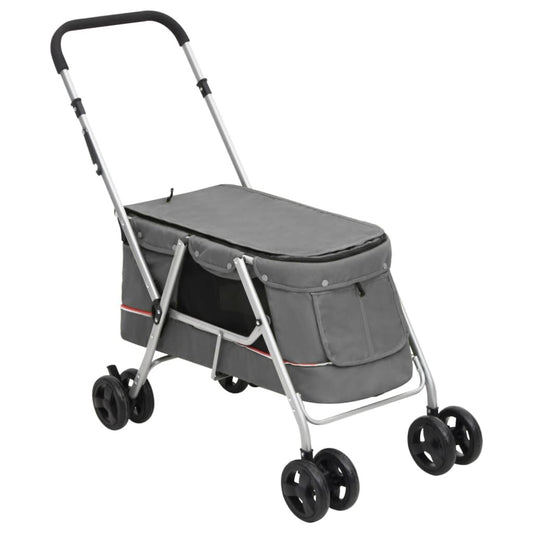 Vidaxl Cochecito Para Perros Plegable Tela Lino Gris 100x49x96 Cm_0