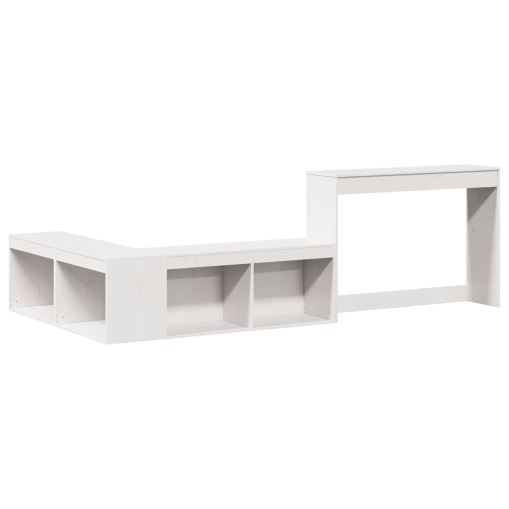 Mueble Con Escritorio Madera Maciza Pino Blanco 232x122x75 Cm_1