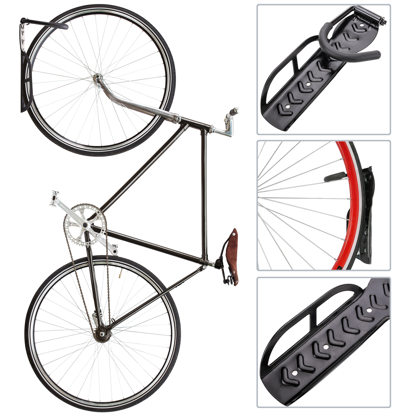 Soporte De Pared Con Gancho Ajustable Para Colgar Bicicleta Por La Rueda 2 Unidades_1