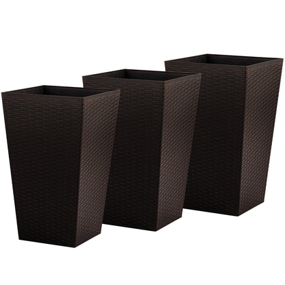 Outsunny Conjunto De 3 Macetas Plantas Flores Para Jardín Terraza 36,5x36,5x61cm_0