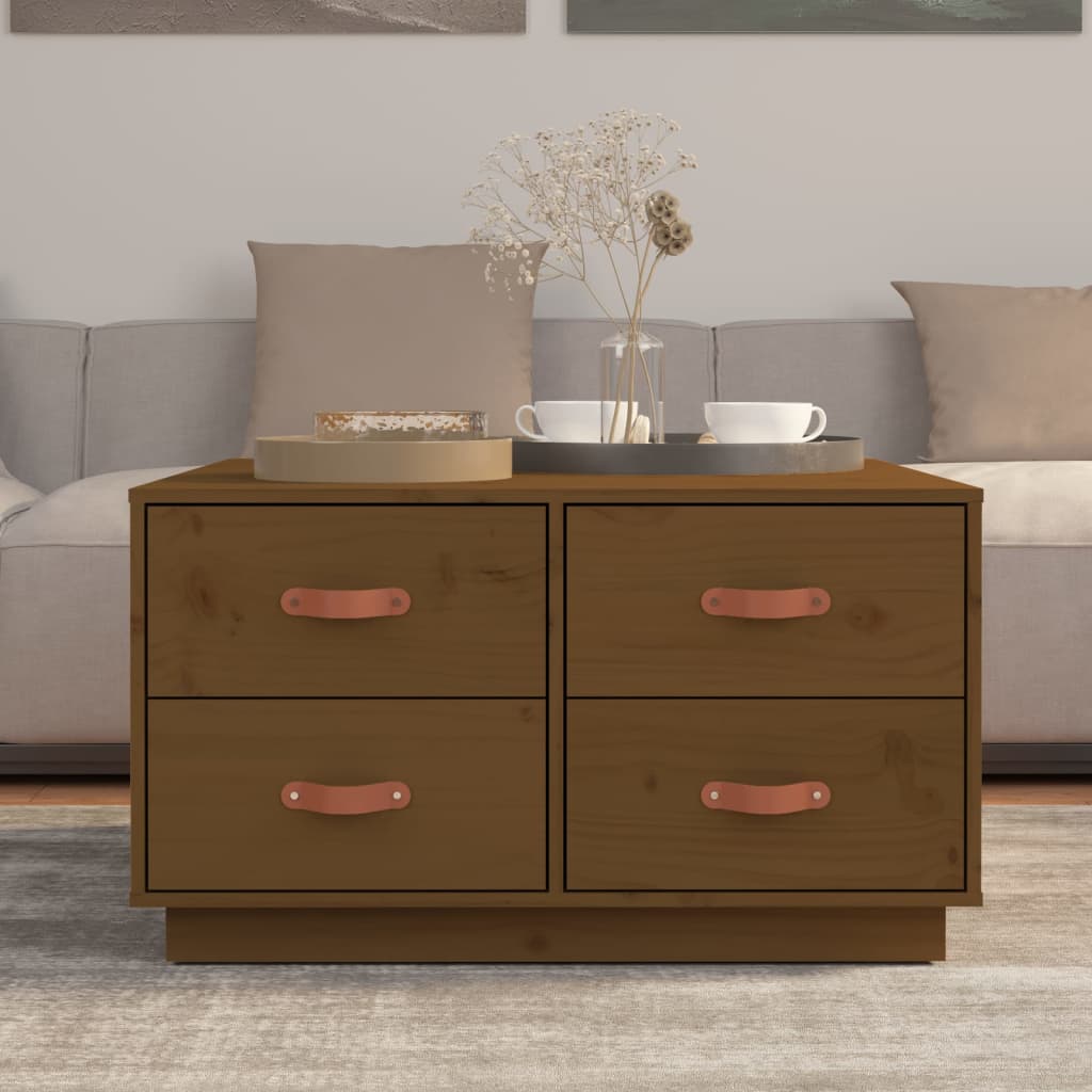 Mesa De Centro Madera Maciza De Pino Marrón Miel 80x80x45 Cm_1