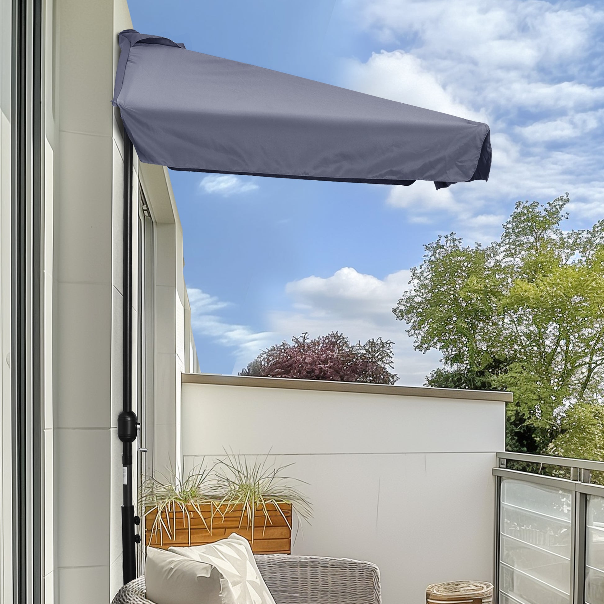 Outsunny Sombrilla Rectangular 230x130x249 Cm Con Manivela Protección Uv Gris_1