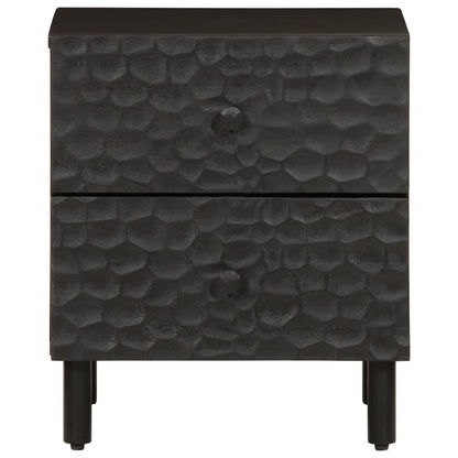 Mesita De Noche De Madera Maciza De Mango Negra 40x33x46 Cm_1