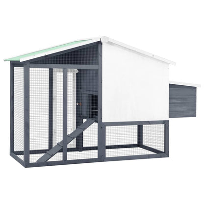 Vidaxl Gallinero Con Ponedero Madera Maciza Abeto Gris Y Blanco_3