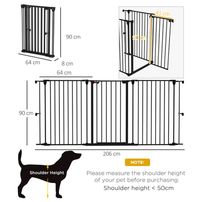 Pawhut Barrera Para Perros Plegable De Acero Con 3 Paneles 206x90cm Negro_2