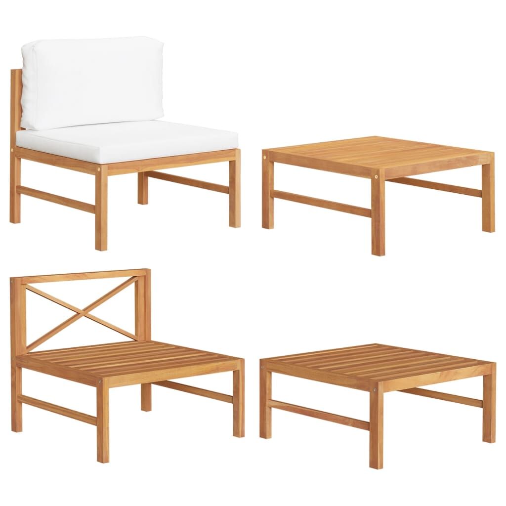 Vidaxl Set De Muebles De Jardín 2 Pzas Madera De Teca Y Cojines Crema_0