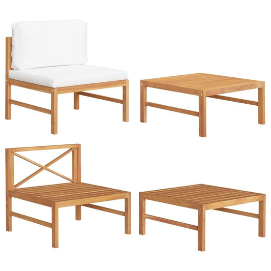 Vidaxl Set De Muebles De Jardín 2 Pzas Madera De Teca Y Cojines Crema_0