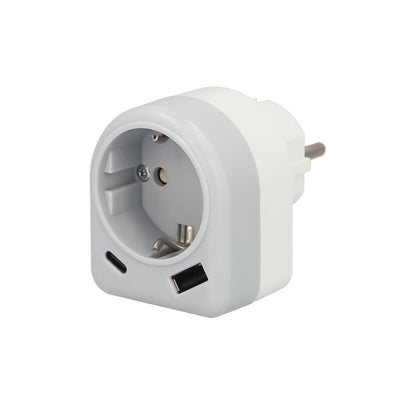 Enchufe / Adaptador Schuko Con 2 Tomas, Usb A / C. Potencia Maxima 3680 W. Cargador Moviles, Cargador 2 Tomas, Adaptador Moviles_0