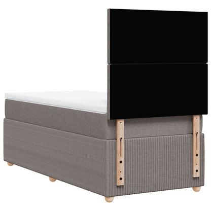 Cama Box Spring Con Colchón Tela Gris Taupe 90x200 Cm / Vetonek_0