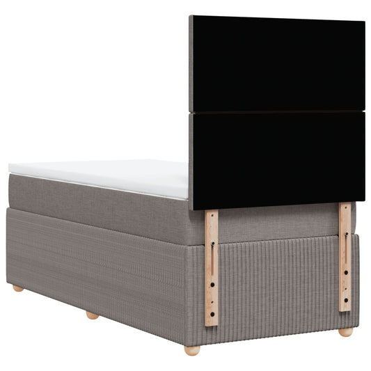 Cama Box Spring Con Colchón Tela Gris Taupe 90x200 Cm / Vetonek_0