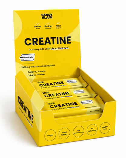 Candyglam Creatine | Gummy Bar Vegana Con Chocolate 70% | 3g Creatina Creavitalis® | Pack 24 Barritas_0